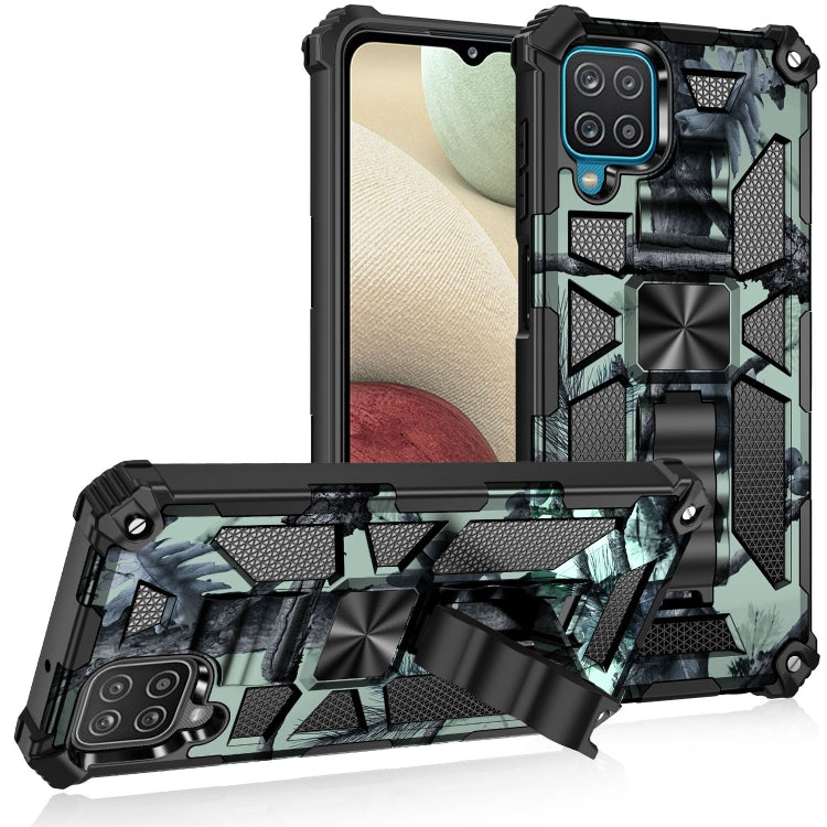 For Samsung Galaxy A42 Camouflage Armor Shockproof TPU + PC Magnetic Protective Case with Holder