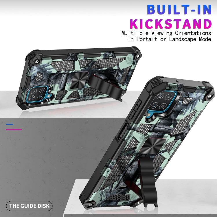 For Samsung Galaxy A42 Camouflage Armor Shockproof TPU + PC Magnetic Protective Case with Holder