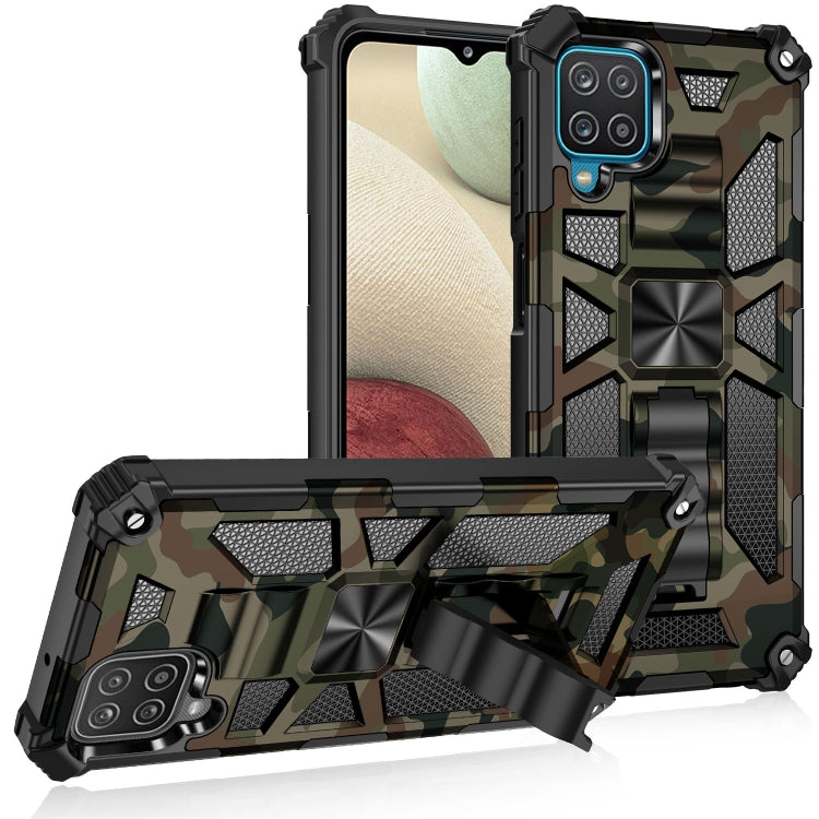 For Samsung Galaxy A42 Camouflage Armor Shockproof TPU + PC Magnetic Protective Case with Holder