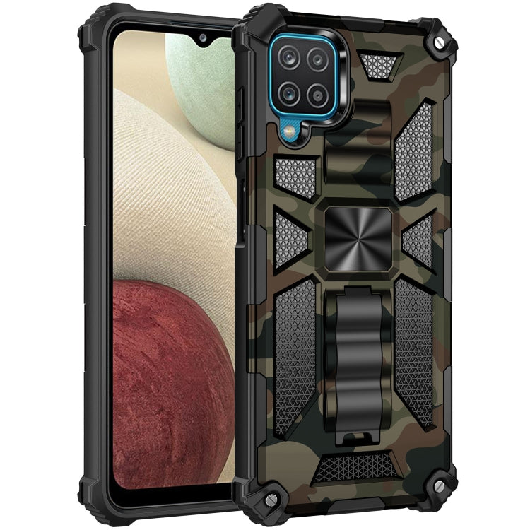 For Samsung Galaxy A42 Camouflage Armor Shockproof TPU + PC Magnetic Protective Case with Holder