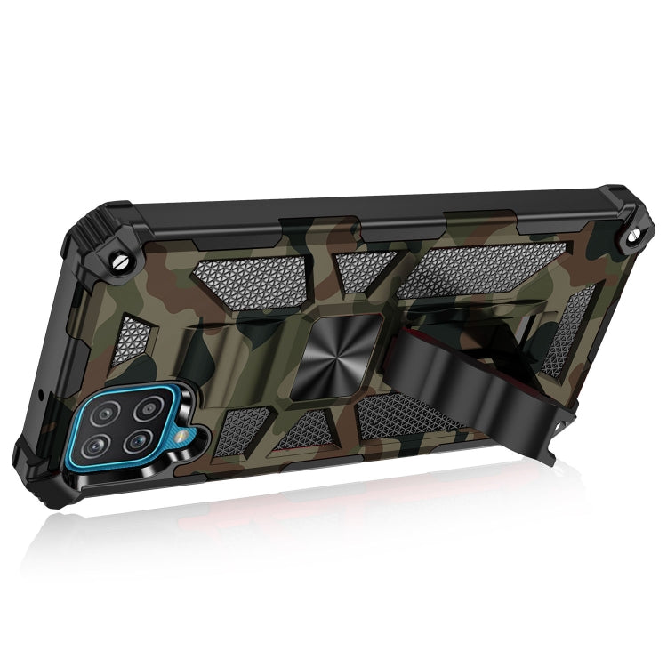 For Samsung Galaxy A42 Camouflage Armor Shockproof TPU + PC Magnetic Protective Case with Holder