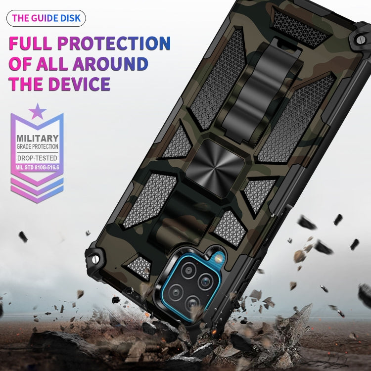 For Samsung Galaxy A42 Camouflage Armor Shockproof TPU + PC Magnetic Protective Case with Holder