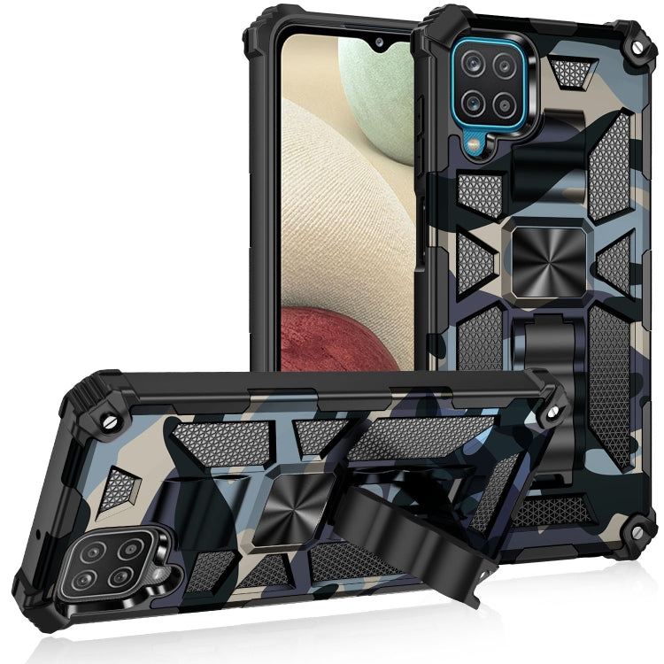 For Samsung Galaxy A42 Camouflage Armor Shockproof TPU + PC Magnetic Protective Case with Holder