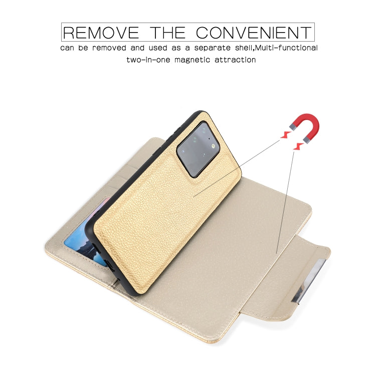 For Samsung Galaxy S20 Ultra Litchi Texture Horizontal Flip Buckle Detachable Magnetic PU Leather Case with Card Slots & Wallet & Photo Frame