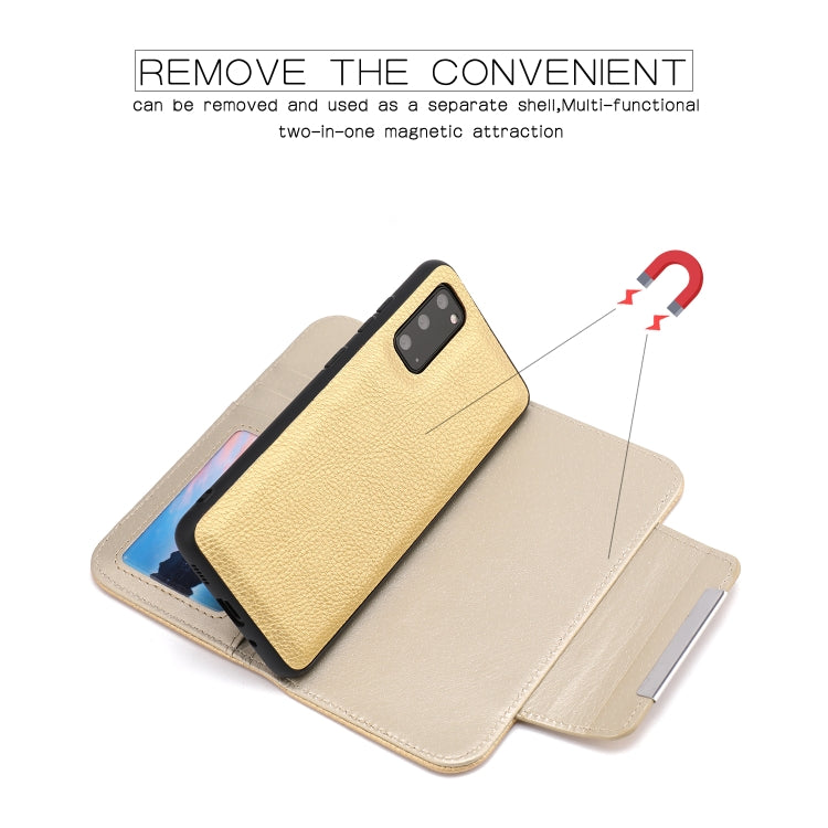 For Samsung Galaxy S20 Litchi Texture Horizontal Flip Buckle Detachable Magnetic PU Leather Case with Card Slots & Wallet & Photo Frame