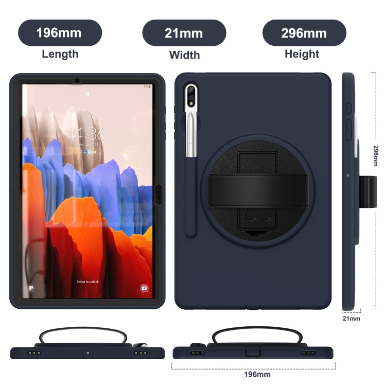 For Samsung Galaxy Tab S8+ / Tab S8 Plus / Tab S7 FE / Tab S7+ SM-T970 360 Degree Rotation PC + TPU Protective Case with Holder & Hand-strap & Pen Slot