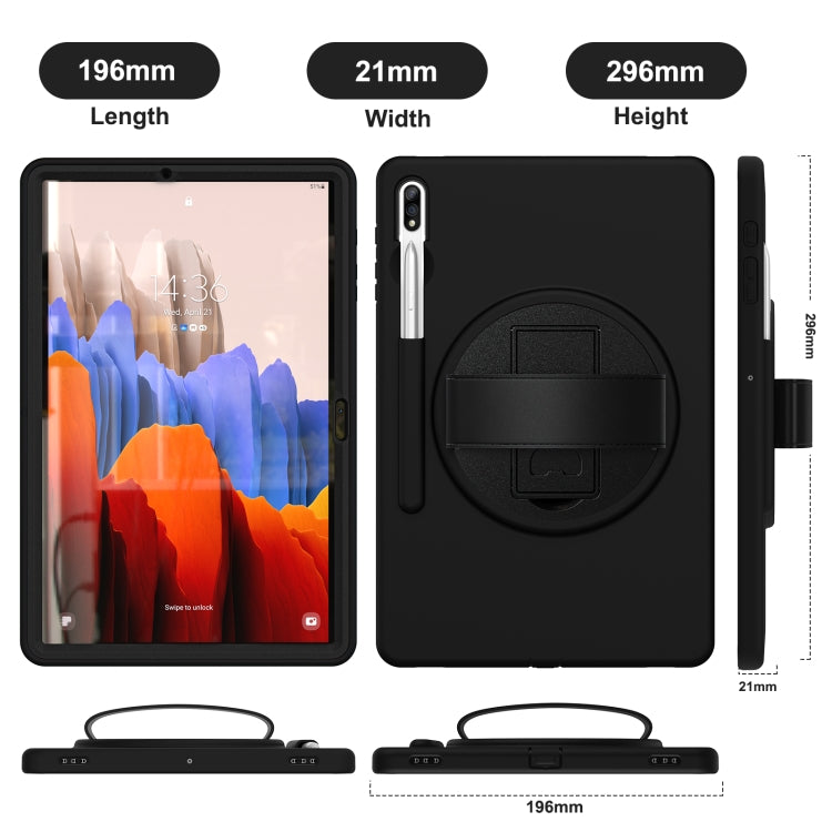 For Samsung Galaxy Tab S8+ / Tab S8 Plus / Tab S7 FE / Tab S7+ SM-T970 360 Degree Rotation PC + TPU Protective Case with Holder & Hand-strap & Pen Slot