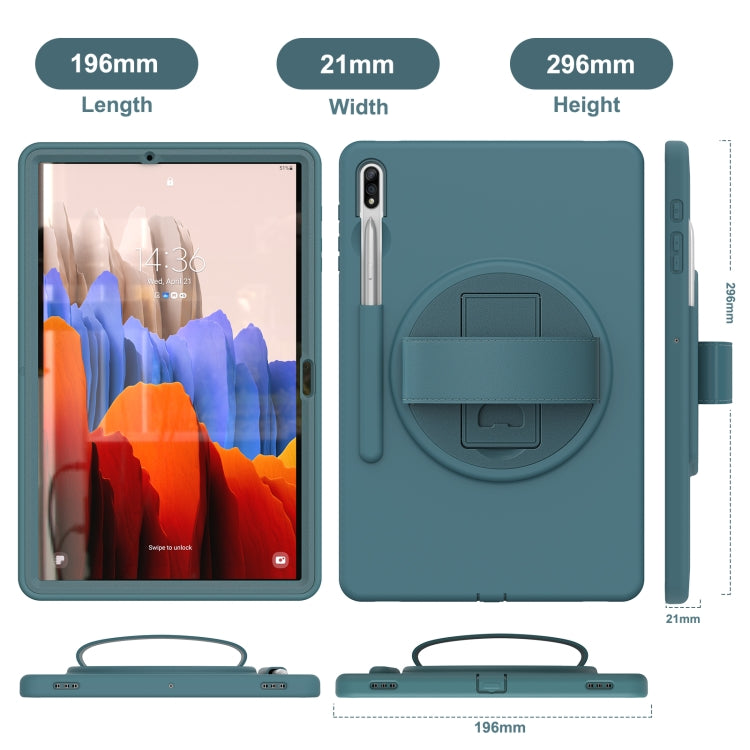 For Samsung Galaxy Tab S8+ / Tab S8 Plus / Tab S7 FE / Tab S7+ SM-T970 360 Degree Rotation PC + TPU Protective Case with Holder & Hand-strap & Pen Slot