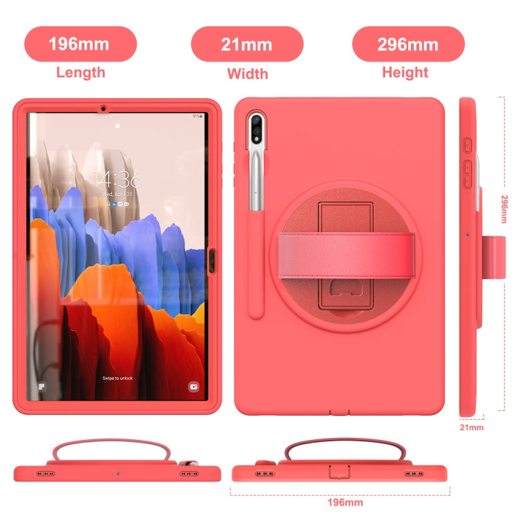 For Samsung Galaxy Tab S8+ / Tab S8 Plus / Tab S7 FE / Tab S7+ SM-T970 360 Degree Rotation PC + TPU Protective Case with Holder & Hand-strap & Pen Slot