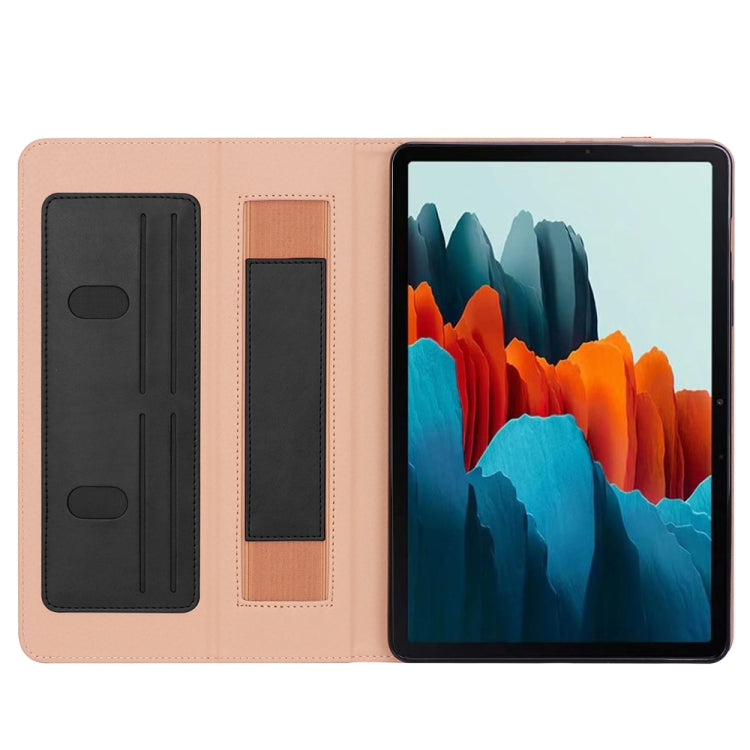 For Samsung Galaxy Tab S8 / Galaxy Tab S7 / T870 Business Retro PU Horizontal Flip Leather Case with Holder & Card Slots & Hand Strap