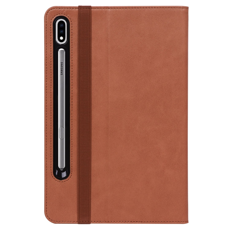 For Samsung Galaxy Tab S8 / Galaxy Tab S7 / T870 Business Retro PU Horizontal Flip Leather Case with Holder & Card Slots & Hand Strap