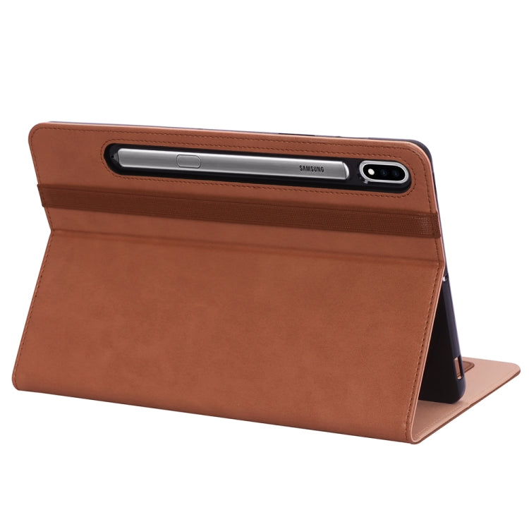 For Samsung Galaxy Tab S8 / Galaxy Tab S7 / T870 Business Retro PU Horizontal Flip Leather Case with Holder & Card Slots & Hand Strap