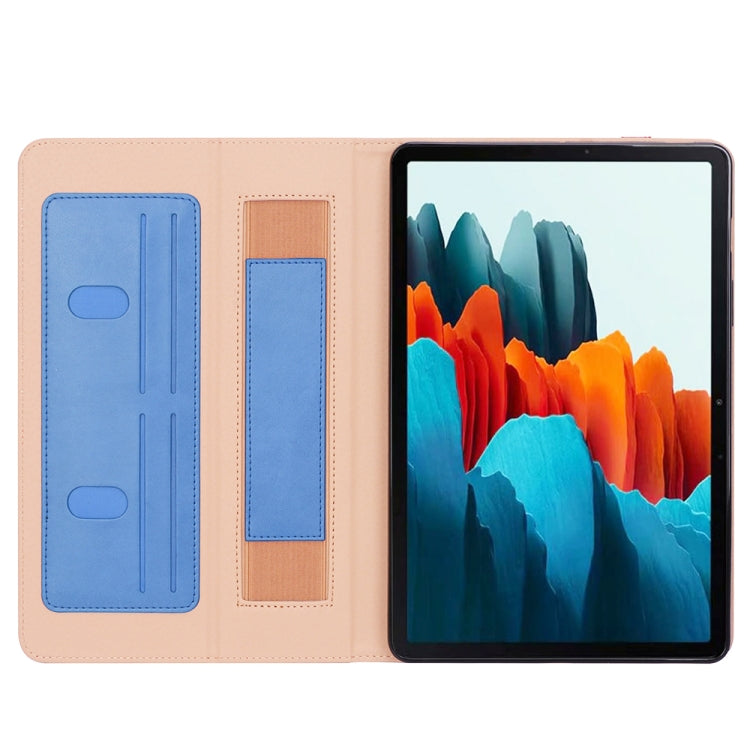 For Samsung Galaxy Tab S8 / Galaxy Tab S7 / T870 Business Retro PU Horizontal Flip Leather Case with Holder & Card Slots & Hand Strap