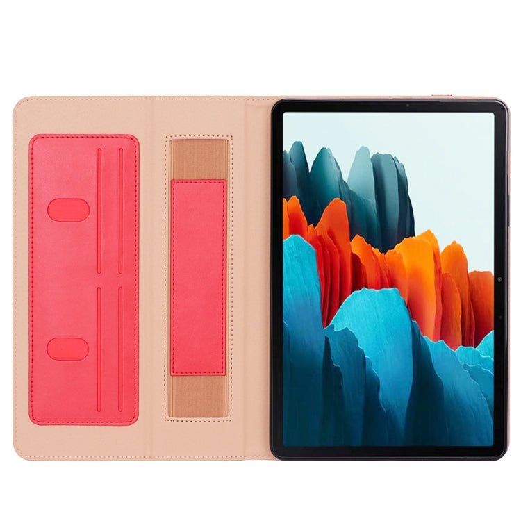 For Samsung Galaxy Tab S8 / Galaxy Tab S7 / T870 Business Retro PU Horizontal Flip Leather Case with Holder & Card Slots & Hand Strap