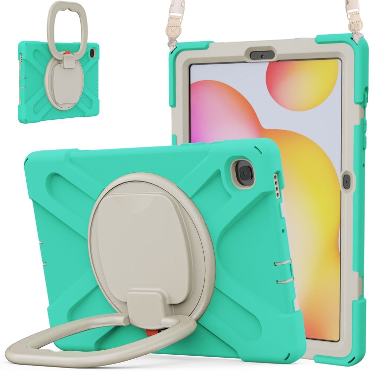 For Samsung Galaxy Tab S6 Lite P610 Silicone + PC Protective Case with Holder & Shoulder Strap