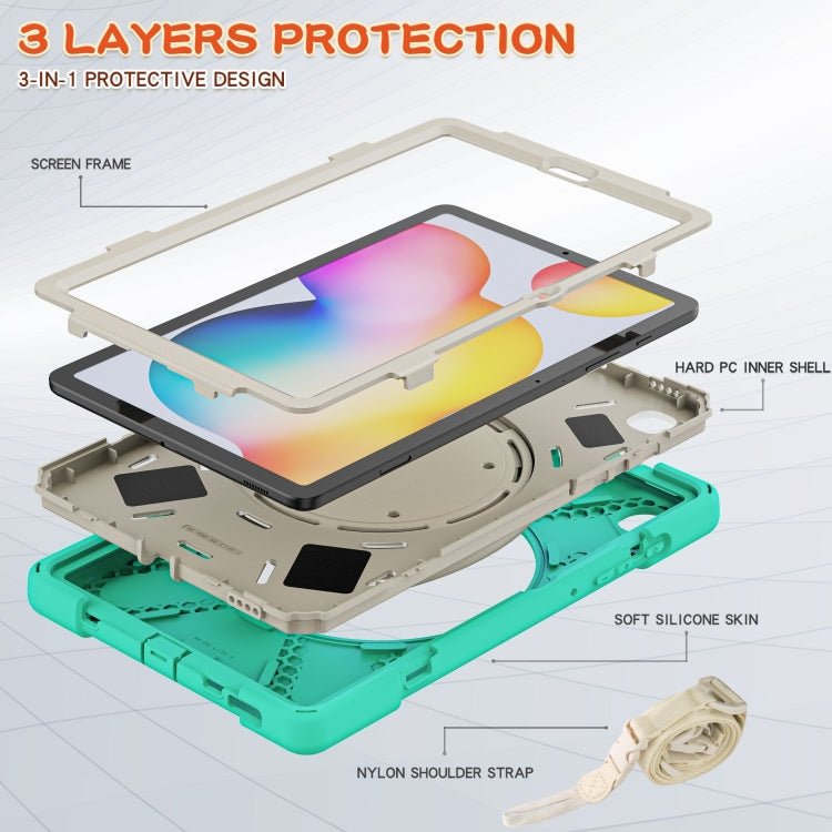 For Samsung Galaxy Tab S6 Lite P610 Silicone + PC Protective Case with Holder & Shoulder Strap