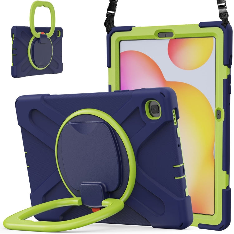 For Samsung Galaxy Tab S6 Lite P610 Silicone + PC Protective Case with Holder & Shoulder Strap