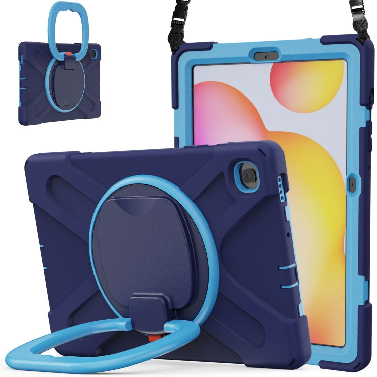 For Samsung Galaxy Tab S6 Lite P610 Silicone + PC Protective Case with Holder & Shoulder Strap