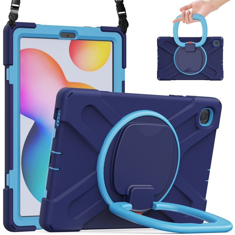 For Samsung Galaxy Tab S6 Lite P610 Silicone + PC Protective Case with Holder & Shoulder Strap