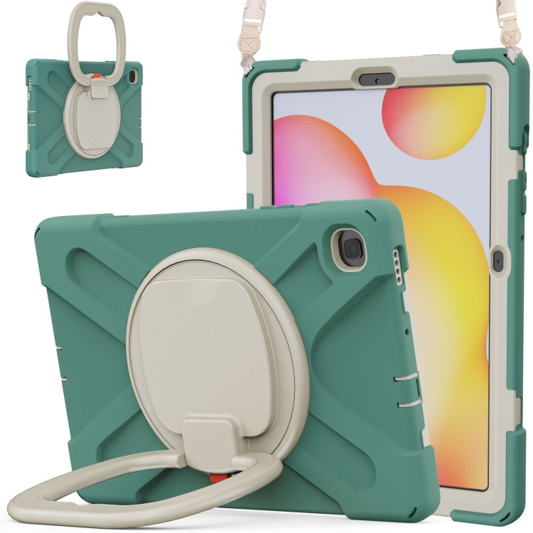 For Samsung Galaxy Tab S6 Lite P610 Silicone + PC Protective Case with Holder & Shoulder Strap