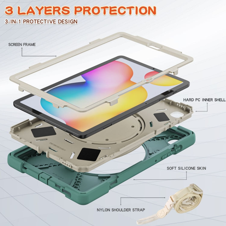 For Samsung Galaxy Tab S6 Lite P610 Silicone + PC Protective Case with Holder & Shoulder Strap