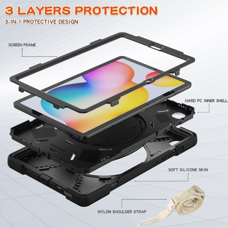 For Samsung Galaxy Tab S6 Lite P610 Silicone + PC Protective Case with Holder & Shoulder Strap