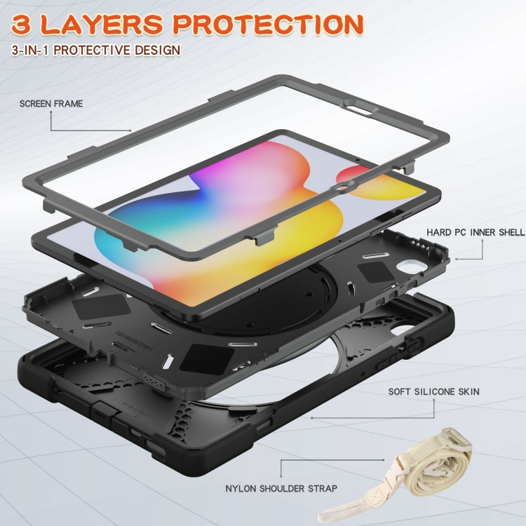 For Samsung Galaxy Tab S6 Lite P610 Silicone + PC Protective Case with Holder & Shoulder Strap