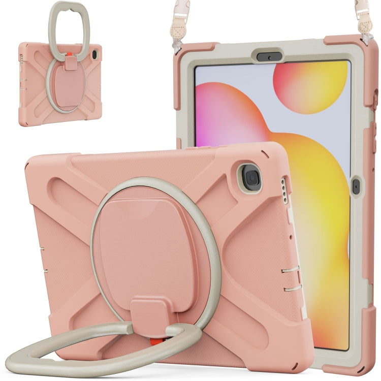 For Samsung Galaxy Tab S6 Lite P610 Silicone + PC Protective Case with Holder & Shoulder Strap