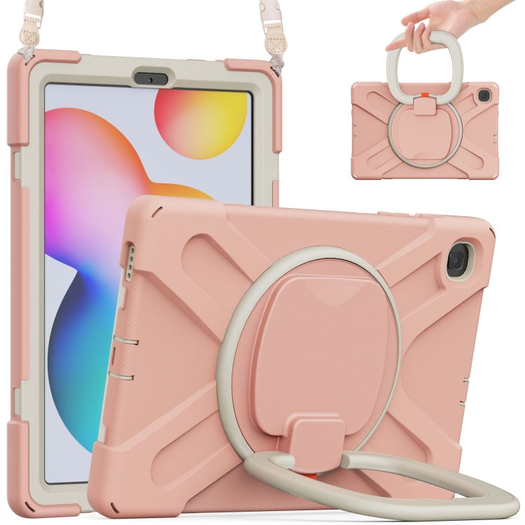 For Samsung Galaxy Tab S6 Lite P610 Silicone + PC Protective Case with Holder & Shoulder Strap