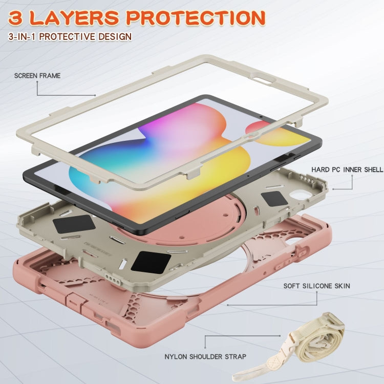 For Samsung Galaxy Tab S6 Lite P610 Silicone + PC Protective Case with Holder & Shoulder Strap