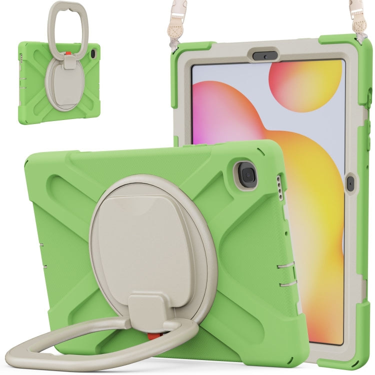 For Samsung Galaxy Tab S6 Lite P610 Silicone + PC Protective Case with Holder & Shoulder Strap