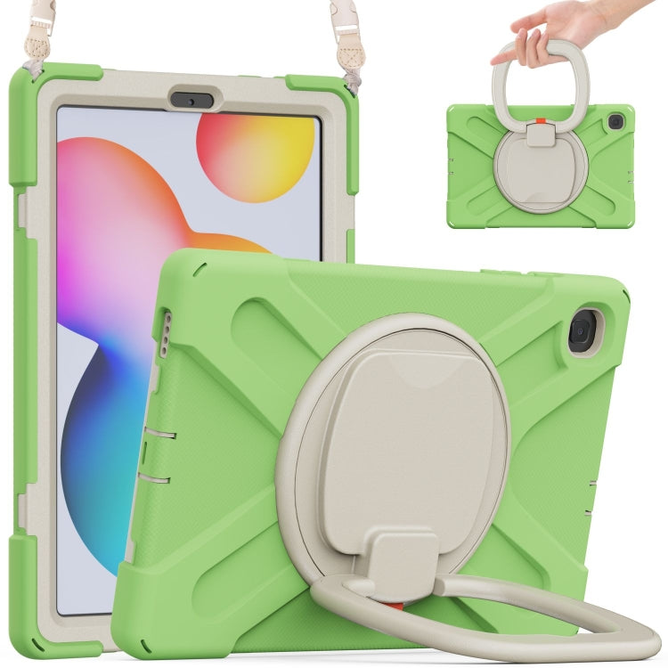 For Samsung Galaxy Tab S6 Lite P610 Silicone + PC Protective Case with Holder & Shoulder Strap