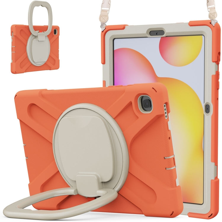 For Samsung Galaxy Tab S6 Lite P610 Silicone + PC Protective Case with Holder & Shoulder Strap