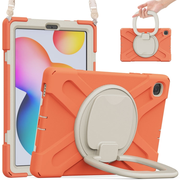 For Samsung Galaxy Tab S6 Lite P610 Silicone + PC Protective Case with Holder & Shoulder Strap