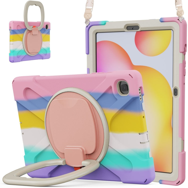 For Samsung Galaxy Tab S6 Lite P610 Silicone + PC Protective Case with Holder & Shoulder Strap