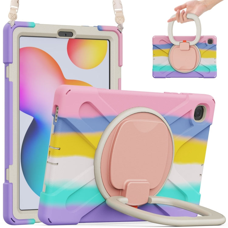 For Samsung Galaxy Tab S6 Lite P610 Silicone + PC Protective Case with Holder & Shoulder Strap