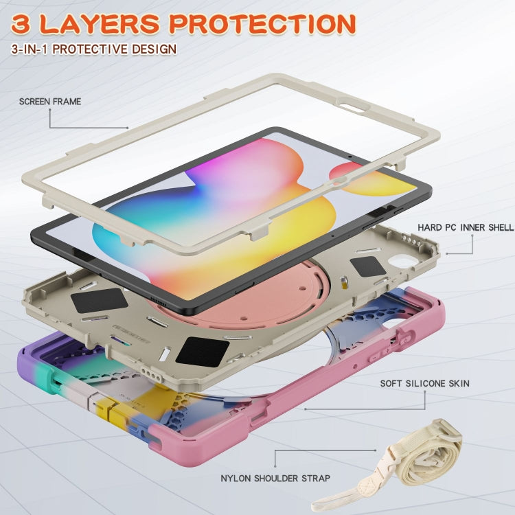 For Samsung Galaxy Tab S6 Lite P610 Silicone + PC Protective Case with Holder & Shoulder Strap