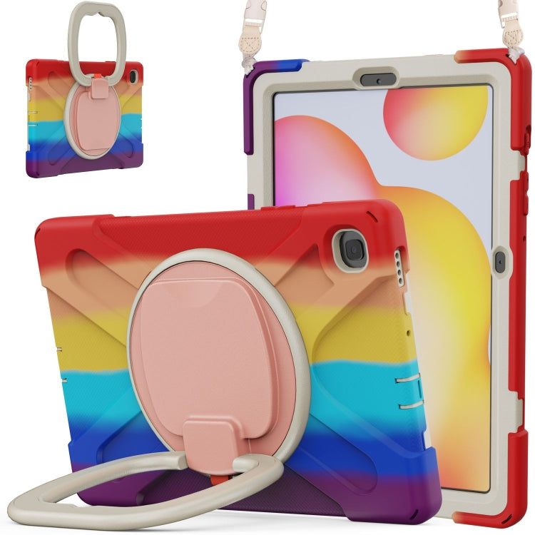 For Samsung Galaxy Tab S6 Lite P610 Silicone + PC Protective Case with Holder & Shoulder Strap