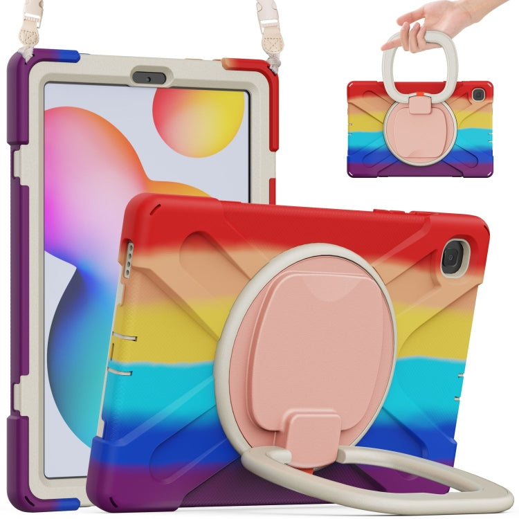 For Samsung Galaxy Tab S6 Lite P610 Silicone + PC Protective Case with Holder & Shoulder Strap
