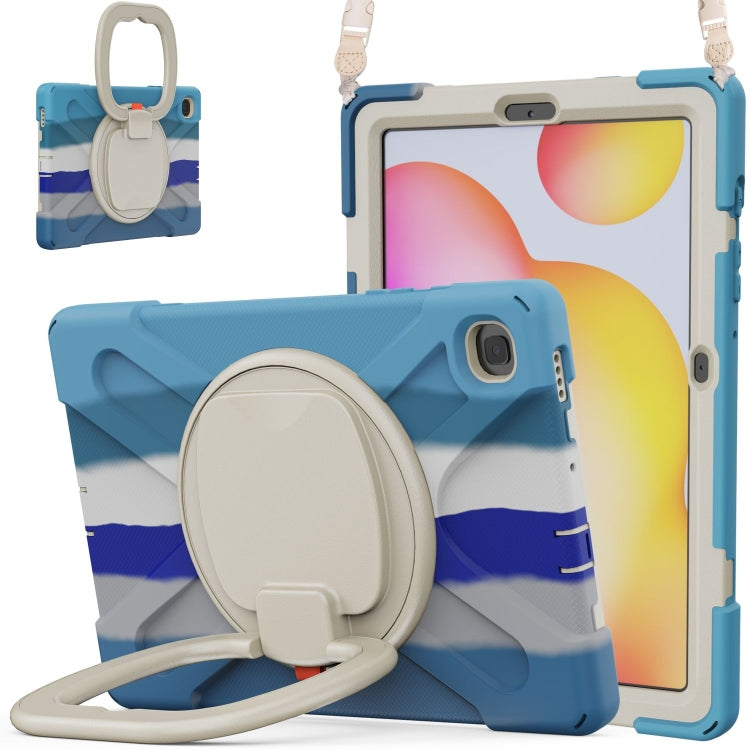 For Samsung Galaxy Tab S6 Lite P610 Silicone + PC Protective Case with Holder & Shoulder Strap