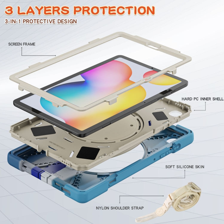 For Samsung Galaxy Tab S6 Lite P610 Silicone + PC Protective Case with Holder & Shoulder Strap