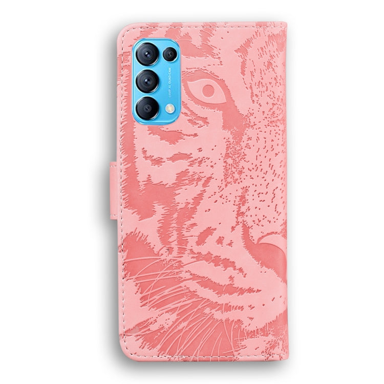 For OPPO Reno 5 4G / Reno 5 5G Tiger Embossing Pattern Horizontal Flip Leather Case with Holder & Card Slots & Wallet