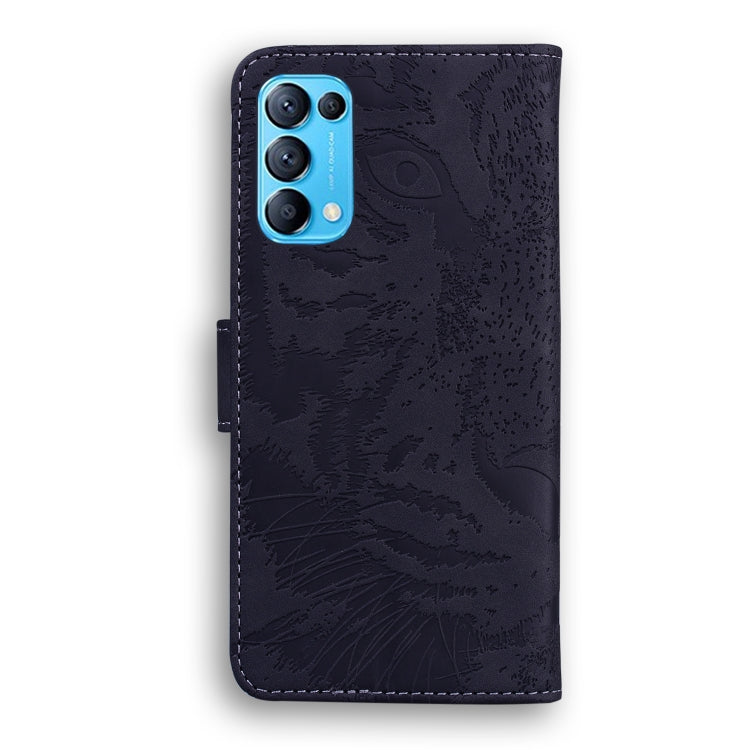 For OPPO Reno 5 4G / Reno 5 5G Tiger Embossing Pattern Horizontal Flip Leather Case with Holder & Card Slots & Wallet
