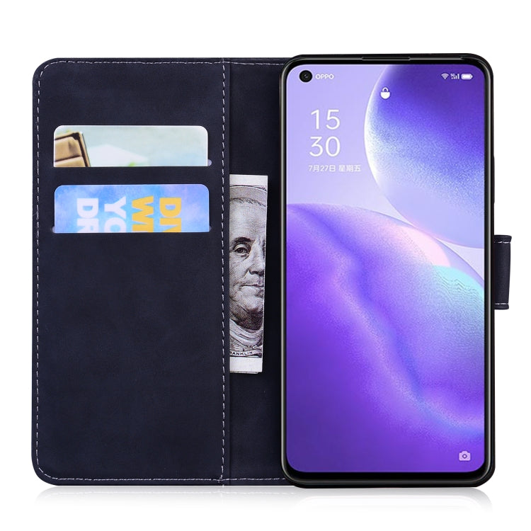 For OPPO Reno 5 4G / Reno 5 5G Tiger Embossing Pattern Horizontal Flip Leather Case with Holder & Card Slots & Wallet