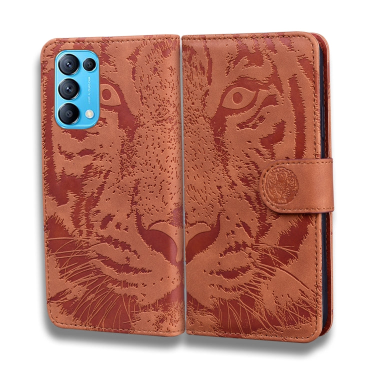 For OPPO Reno5 K / Find X3 Lite Tiger Embossing Pattern Horizontal Flip Leather Case with Holder & Card Slots & Wallet