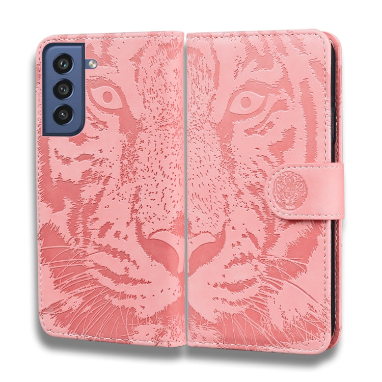 For Samsung Galaxy S21 FE Tiger Embossing Pattern Horizontal Flip Leather Case with Holder & Card Slots & Wallet