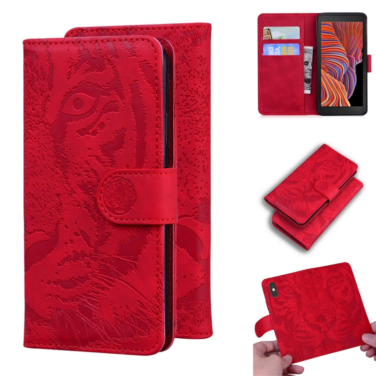 For Samsung Galaxy Xcover 5 Tiger Embossing Pattern Horizontal Flip Leather Case with Holder & Card Slots & Wallet