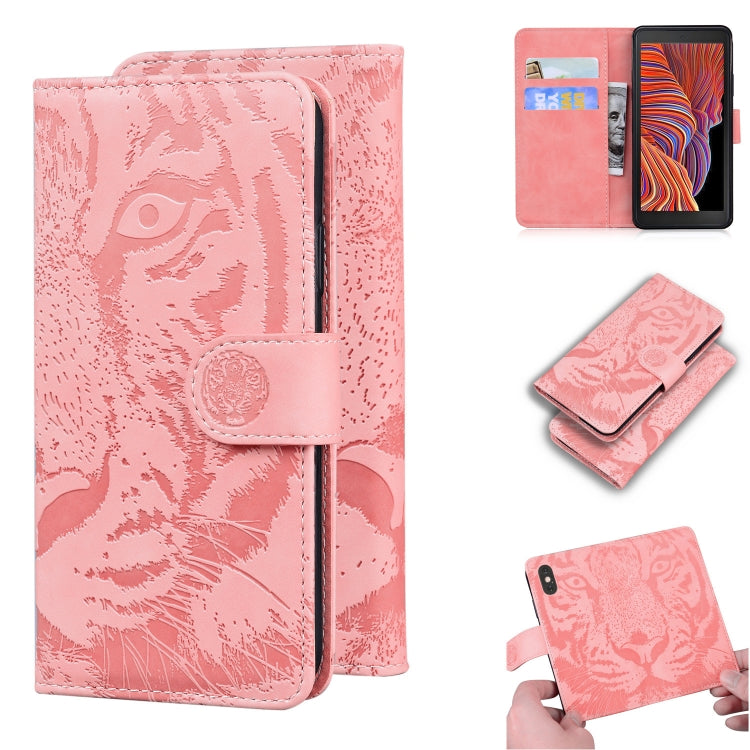For Samsung Galaxy Xcover 5 Tiger Embossing Pattern Horizontal Flip Leather Case with Holder & Card Slots & Wallet