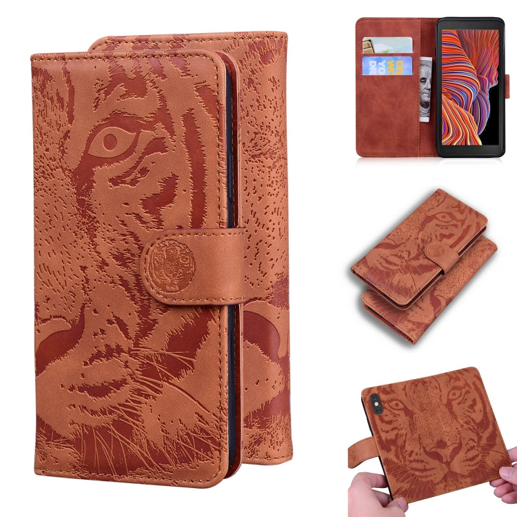 For Samsung Galaxy Xcover 5 Tiger Embossing Pattern Horizontal Flip Leather Case with Holder & Card Slots & Wallet