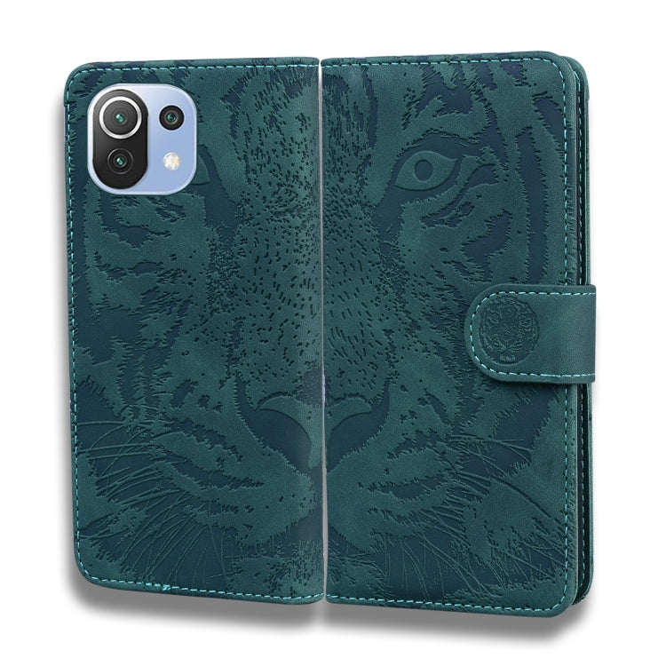 For Xiaomi Mi 11 Lite Tiger Embossing Pattern Horizontal Flip Leather Case with Holder & Card Slots & Wallet